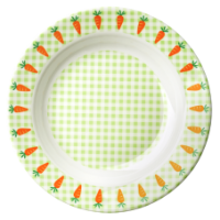 Kids melamine green check bowl with carrots by Rice DK